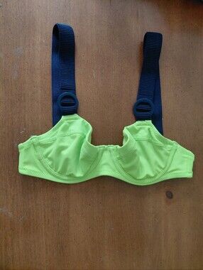 Aerie Neon Green/navy Balconette Bikini Top Size XS